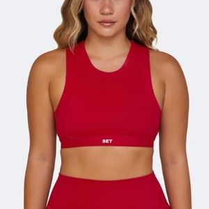 SET Active Sportbody high neck sports bra crop top size large red